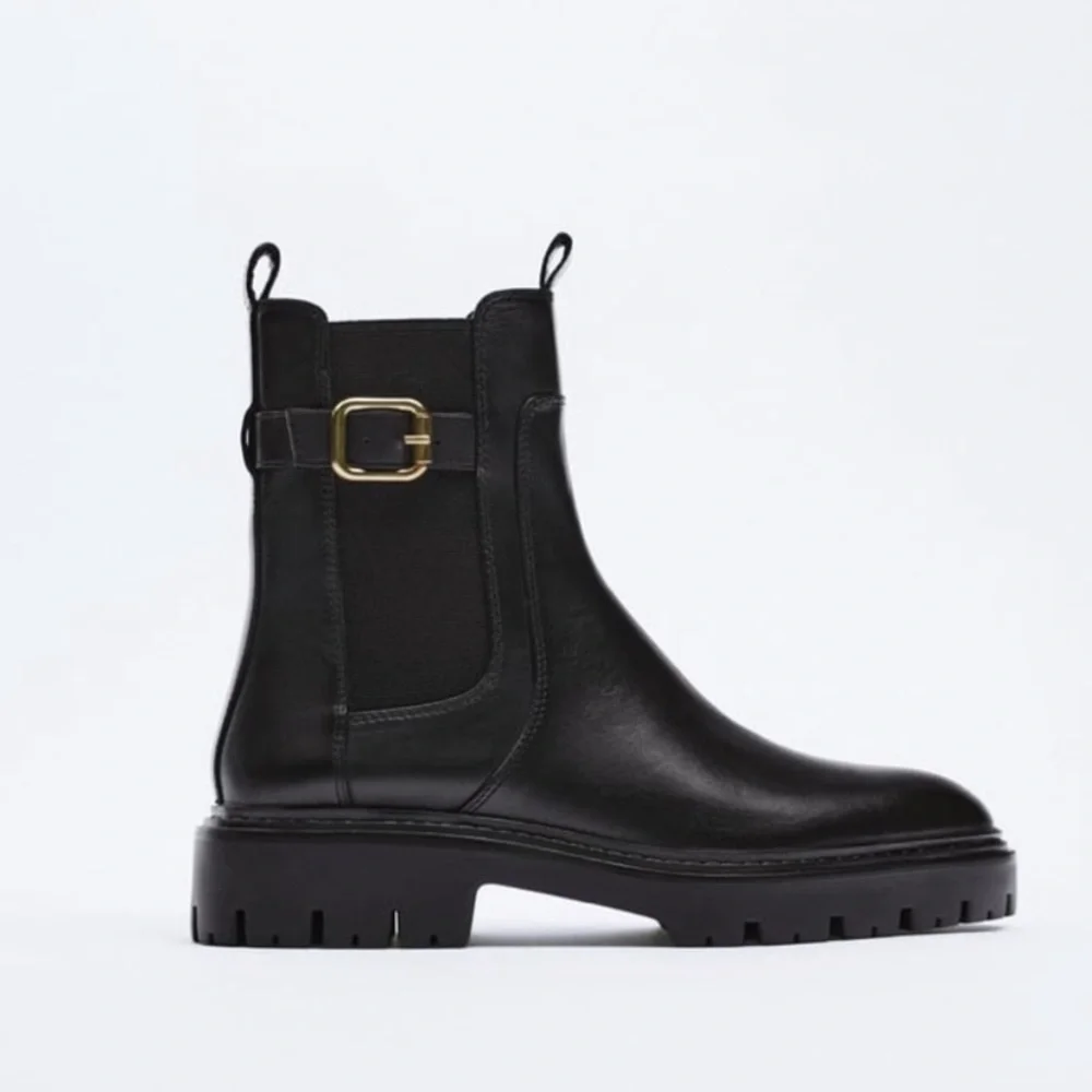 Zara Leather Ankle Moto Boots, EU 37 - Picture 2 of 16